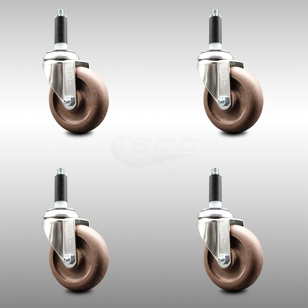 4 Inch 316SS High Temp Glass Filled Nylon 7/8 Inch Expanding Stem Caster Set